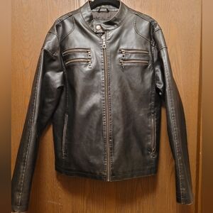 American Rag Men's Dark Brown Faux Leather Jacket Size Small